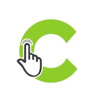 Buchstabe c Finger klicken Logo Vektor Vorlage Konzept für Technologiesymbol