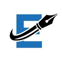 utbildning logotyp på brev e begrepp med penna spets vektor mall