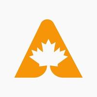 Kanadisches Rotahorn-Logo auf Buchstabe ein Vektorsymbol. Ahornblattkonzept für kanadische Firmenidentität vektor