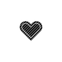 Herz flaches handgezeichnetes Vektordesign mit schwarzer Farbe vektor