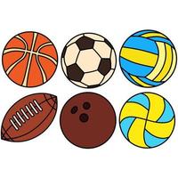 vektor bild av sex typer av bollar för annorlunda sporter