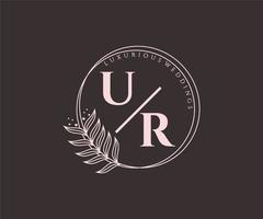 ur initialer brev bröllop monogram logotyper mall, hand dragen modern minimalistisk och blommig mallar för inbjudan kort, spara de datum, elegant identitet. vektor