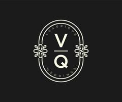 vq Initialen Brief Hochzeit Monogramm Logos Vorlage, handgezeichnete moderne minimalistische und florale Vorlagen für Einladungskarten, Datum speichern, elegante Identität. vektor