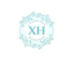 xh initialer brev bröllop monogram logotyper mall, hand dragen modern minimalistisk och blommig mallar för inbjudan kort, spara de datum, elegant identitet. vektor