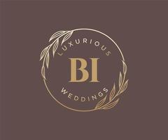 bi initialen brief hochzeit monogramm logos vorlage, handgezeichnete moderne minimalistische und florale vorlagen für einladungskarten, datum speichern, elegante identität. vektor