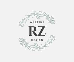 rz initialer brev bröllop monogram logotyper samling, hand dragen modern minimalistisk och blommig mallar för inbjudan kort, spara de datum, elegant identitet för restaurang, boutique, Kafé i vektor