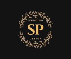 sp initials brief hochzeitsmonogramm logos sammlung, handgezeichnete moderne minimalistische und florale vorlagen für einladungskarten, save the date, elegante identität für restaurant, boutique, café im vektor