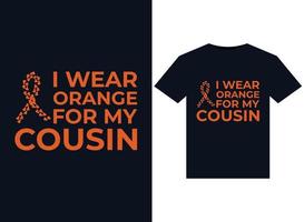 ich trage orange für meine cousinillustrationen für druckfertige t-shirt-designs vektor