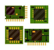 Chip. Computerzubehör. das Symbol für Mikroprozessor und Mikroschaltung. Moderne Technologie. flache Abbildung. grüner Mikrochip vektor