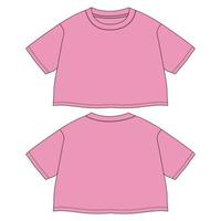 kurzarm t-shirt tops kleid design technische mode flache skizze vektor illustration vorlage für babys und damen.