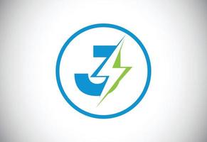 Logo-Design mit anfänglichem j-Buchstaben und Blitz. Logo-Vektor für elektrische Bolzenbuchstaben vektor