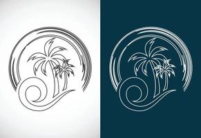 enkel modern unik tropisk strand linje konst logotyp design vektor illustration