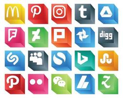 20 Social-Media-Icon-Packs, einschließlich WeChat-Pfadfoto Stumbleupon Simple vektor