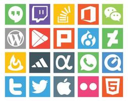 20 Social-Media-Icon-Packs, einschließlich Adidas Deviantart Messenger Drupal-Apps vektor