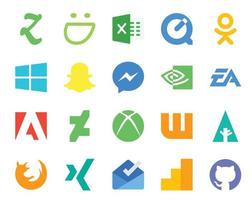 20 Social Media Icon Pack inklusive Firefox Wattpad NVIDIA Xbox Adobe vektor