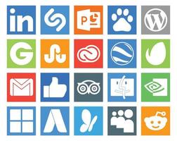 20 Social-Media-Icon-Paket, einschließlich TripAdvisor Mail Creative Cloud E-Mail envato vektor