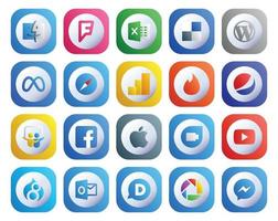 20 Social-Media-Icon-Packs, einschließlich YouTube, Apple Safari, Facebook Pepsi vektor