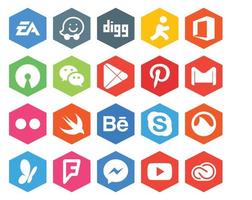 20 Social Media Icon Pack, einschließlich Swift Mail WeChat E-Mail Pinterest vektor