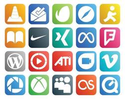 20 social media ikon packa Inklusive video cms ibooks wordpress Facebook vektor