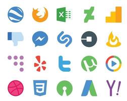 20 Social-Media-Icon-Packs, einschließlich Utorrent Twitter Shazam Yelp Feedburner vektor