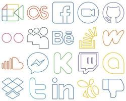 20 saubere und moderne, farbenfrohe Social-Media-Symbole wie Frage. behance. Video. myspace und flickr vollständig anpassbar und hochwertig vektor