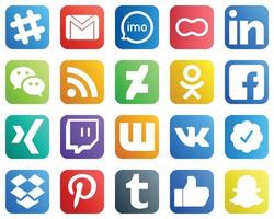 20 vielseitige Social-Media-Ikonen wie deviantart. rss. Erdnuss. Messenger und professionelle Symbole. minimalistisch und anpassbar vektor