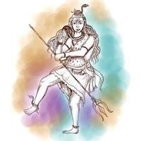 Hand zeichnen Hindu-Lord Shiva Skizze für indischen Gott Maha Shivratri Kartendesign vektor