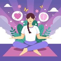 Yoga-Selbstpflege für die psychische Gesundheit vektor