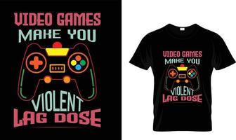 Videospiele machen Sie T-Shirt-Design vektor