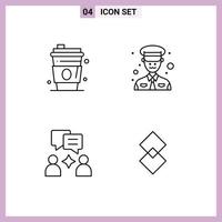 4 universelle Linienzeichen Symbole für Alkohol, die editierbare Vektordesign-Elemente der usa-Polizeimünze plaudern vektor