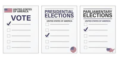 USA val röstning valsedel attrapp för president- och parlamentarisk val vektor