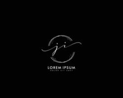 första brev ji feminin logotyp skönhet monogram och elegant logotyp design, handstil logotyp av första signatur, bröllop, mode, blommig och botanisk med kreativ mall vektor