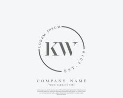 första brev kw feminin logotyp skönhet monogram och elegant logotyp design, handstil logotyp av första signatur, bröllop, mode, blommig och botanisk med kreativ mall vektor