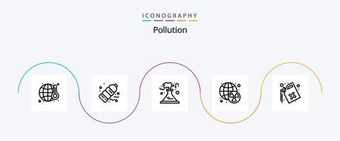 Verschmutzungslinie 5 Icon Pack inklusive Dose. Abfall. Abfall. radioaktiv. Rauch vektor