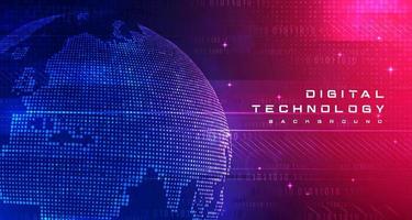 abstrakte digitale technologie globaler futuristischer blauer rosa hintergrund, cyber-wissenschaftstechnologie, innovative kommunikationszukunft, ai big data, internet-netzwerkverbindung, wolken-hi-tech-illustrationsvektor vektor