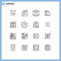 satz von 16 modernen ui-symbolen symbole zeichen für wirtschaft gesunde entwurfsfrüchte diät editierbare vektordesignelemente vektor