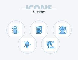 sommar blå ikon packa 5 ikon design. pass. strand. sommar. semester. snapsglas vektor