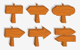 Satz von sechs Holzschildern vektor