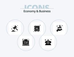 Wirtschaft und Business Glyph Icon Pack 5 Icon Design. Unternehmen. Bank. Versteigerung. sicher. Anzahlung vektor