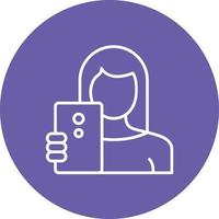 Frau unter selfie Linie Kreis Hintergrundsymbol vektor