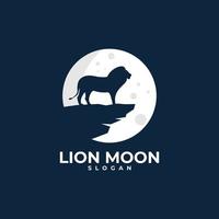 lejon måne logotyp design vektor