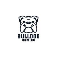 bulldogg med spel kontrollant logotyp design vektor