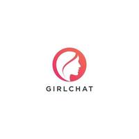 Mädchen und Chat-Blase-Logo-Design vektor