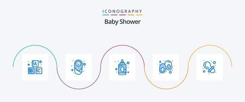 bebis dusch blå 5 ikon packa Inklusive . dummy. barn. bebis. skor vektor