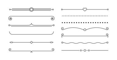 Linienteiler Dekorationsset. isolierte illustration des weinleseelementrahmens. vektor