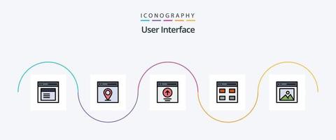 benutzerschnittstellenzeile gefülltes flaches 5-symbolpaket einschließlich schnittstelle. Kommunikation. Benutzer. Benutzer. Botschaft vektor