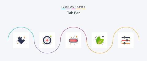 Tab Bar Flat 5 Icon Pack inklusive . Kippschalter. Umschalten. an. Gestaltungselement vektor