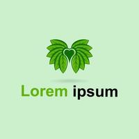 Liebe Natur kreatives Logo-Design. einfaches grünes Blatt- und Herzformsymbol. Ökologie-Konzept. geeignet für ganzheitliche Medizinzentren, Yogakurse, Natur- und Bio-Lebensmittelprodukte. Folge 10 vektor