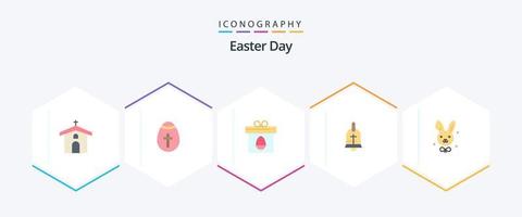 Ostern 25 Flat Icon Pack inklusive Bynny. Ostern. Feiertage. Ring. Ostern vektor