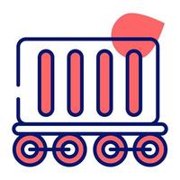 ikon av tåg frakt behållare, logistik begrepp vektor